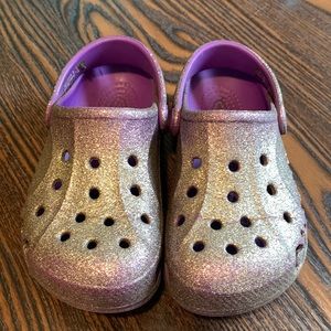 Purple sparkly Crocs